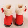 Girls Cute Bowknot Solid Color Winter Warm Snow Ankle Boots Slip On Flat Shoes