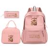 Three-Piece Schoolbag, Female Primary School Backpack, Cute Little Fresh Capybara Girl Junior High School Backpack