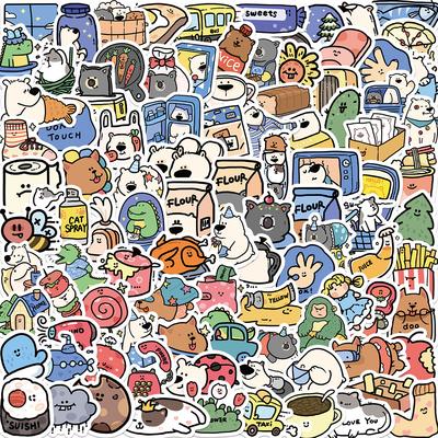 100 Photos of Xiao Zhang Cute Animal Hotel Graffiti Stickers Decorate Suitcase Laptop Waterproof Stickers