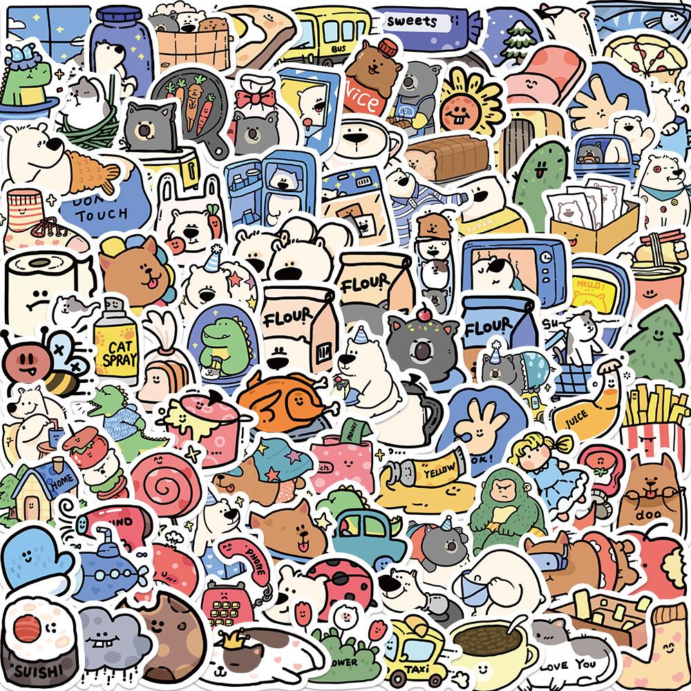 100 Photos of Xiao Zhang Cute Animal Hotel Graffiti Stickers Decorate Suitcase Laptop Waterproof Stickers