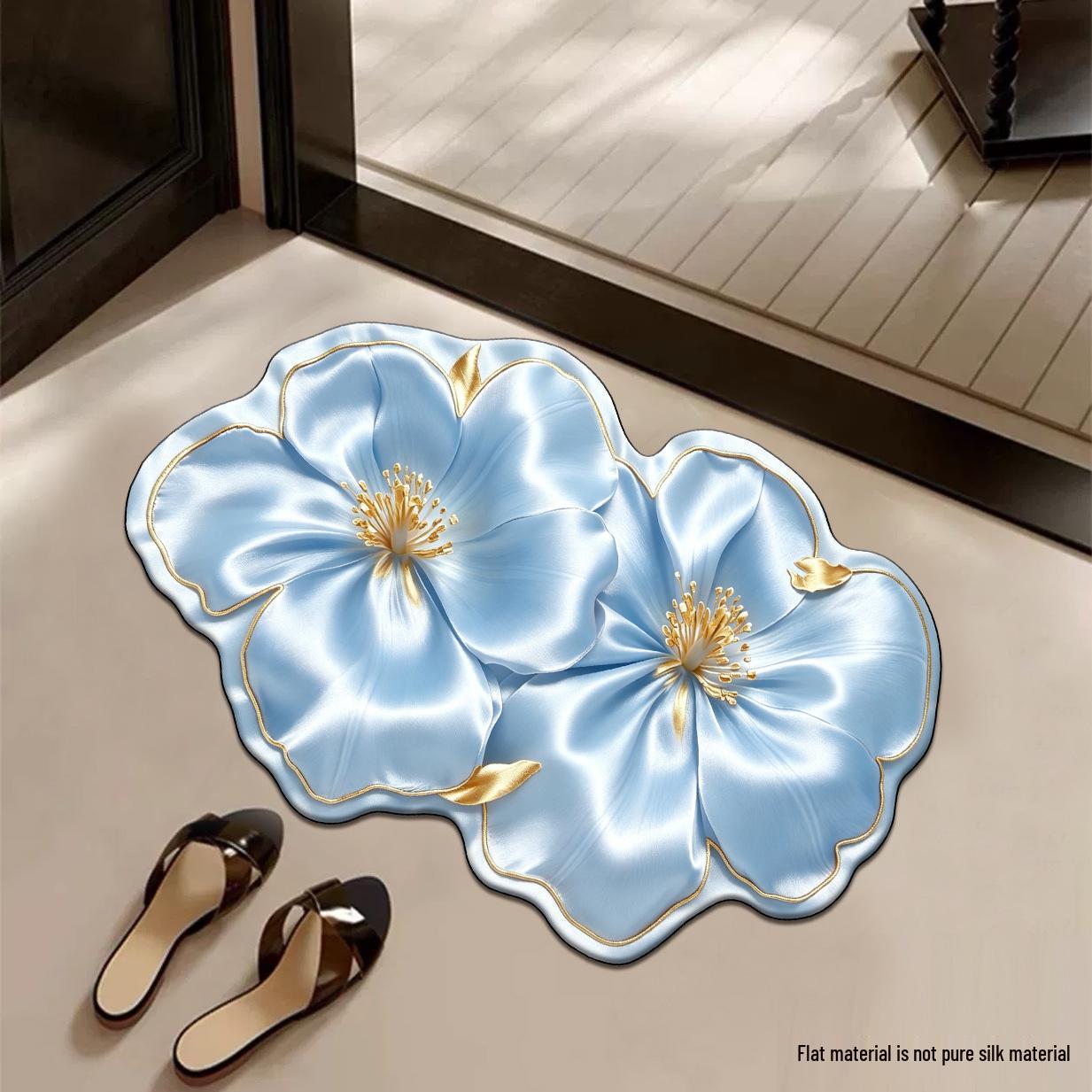 Silk Floral Diatom Mud Bathroom Mat - Water-Absorbent, Non-Slip, Dirt & Wear-Resistant. 40*60cm Diatom Mud
