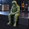 Military Desk Ornaments 3D Printed Pilot Figurine, Realistic Seated Aviator Statue for and Unique Bookshelf Hanging Decor Decor, Style Shelf