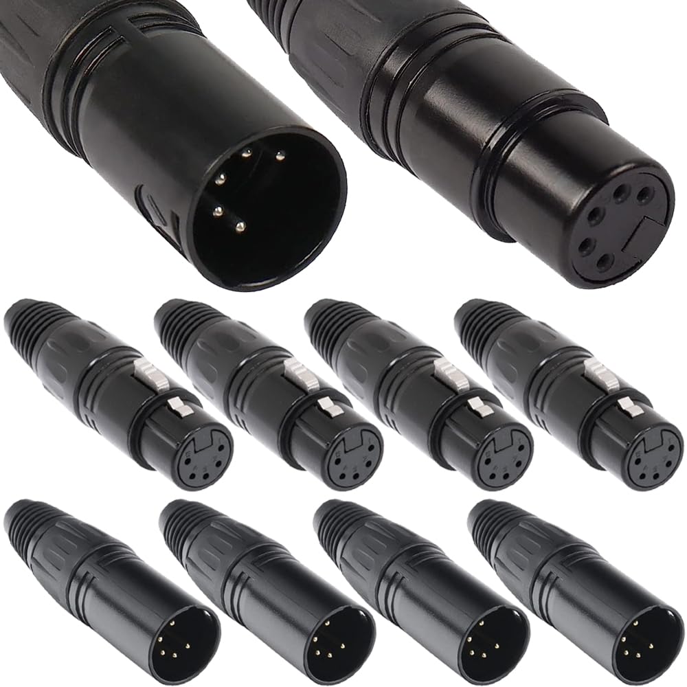 Xiatiaosann 5-Pin XLR Female and Male Connectors 8 Pack Audio Microphone Speaker Camera Amplifier