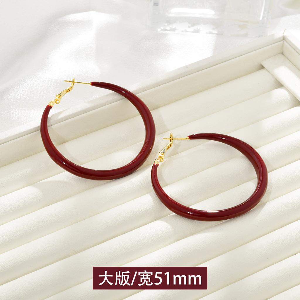 Autumn and winter new Ankola red big circle earrings exquisite trend atmosphere light luxury high sense fashionable earrings earrings