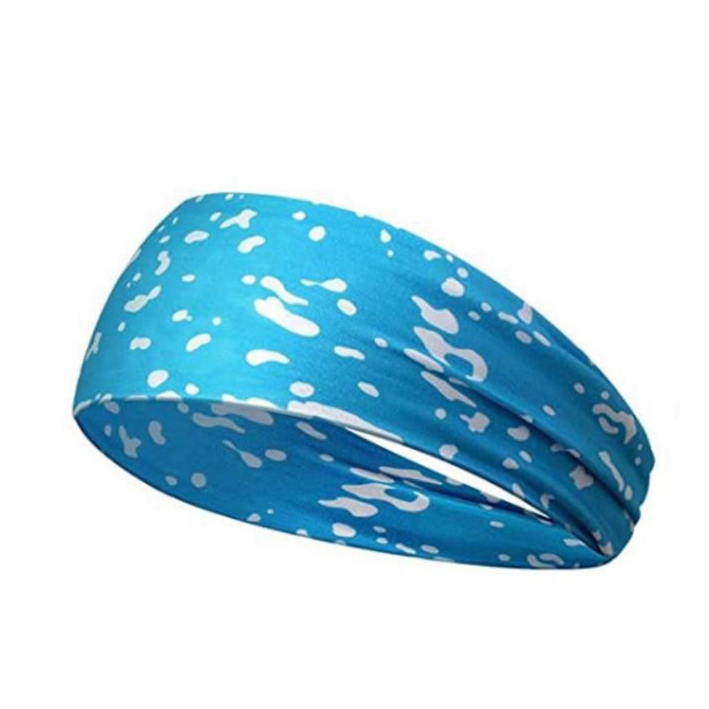 Unisex Elastic Cotton Sports Headband Sweat Absorbing Yoga Running Fitness Headwrap with Printed Pattern for Outdoor Exercise