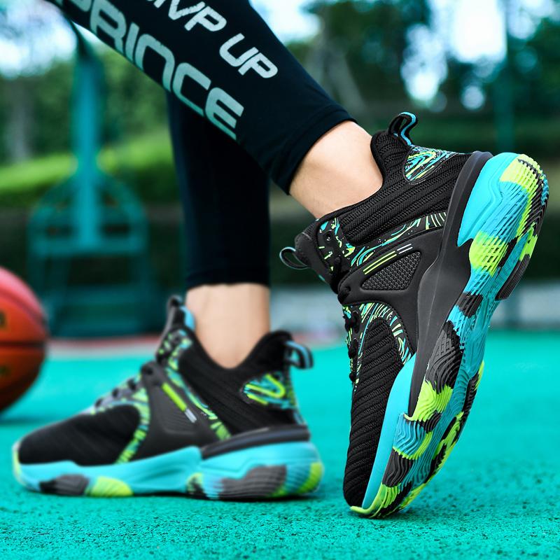 Herren Bequeme Ultraweiche Basketballschuhe und Atmungsaktive Schnür-Sneaker