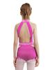 Girls Latin Dance Bodysuit Sleeveless Cutout Back Design Sheer Mesh Patchwork Shiny Rhinestones Tassel Leotard