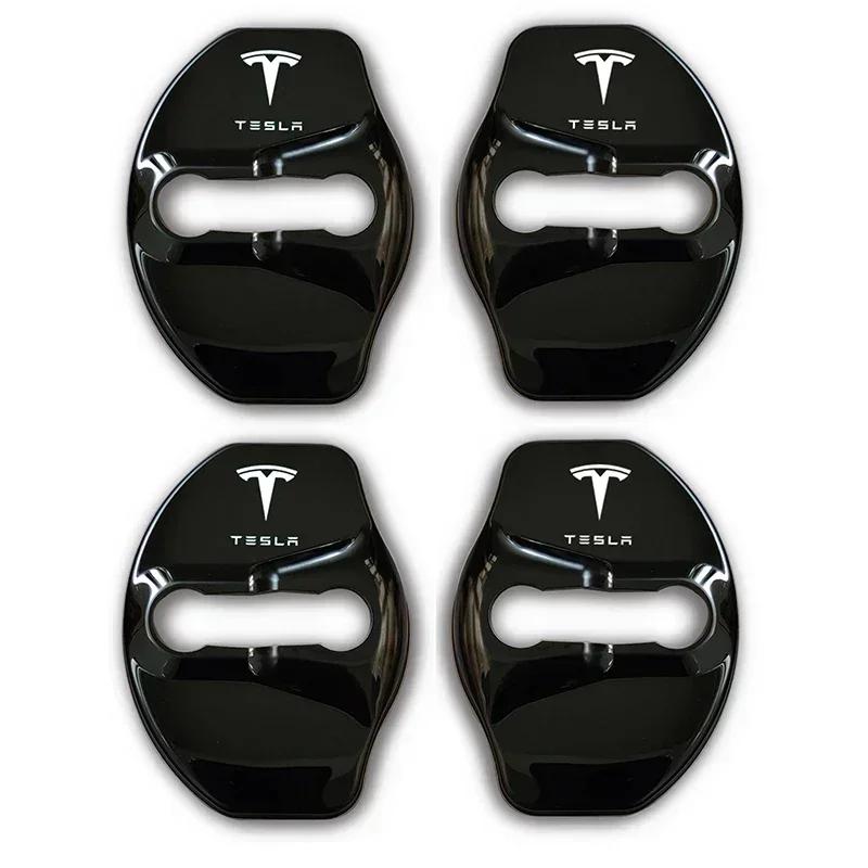 

Автомобильная наклейка Tesla 4 шт./комплект 3D Накладка на замок двери автомобиля Значок-наклейка для Tesla Model 3 2017-2019, Model X 2019 Защитный чехол-значок A чёрный