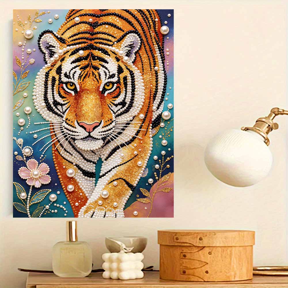Majestic Tiger Pearl Kit 5D DIY Rhinestone Art Craft for Home Desktop Decoration Relaxing Handmade Gift