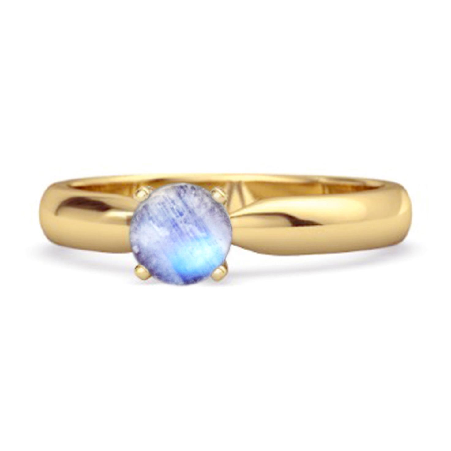 

Moonstone Classic Solitaire Ring - 925 Sterling Silver Gold Vermeil 7