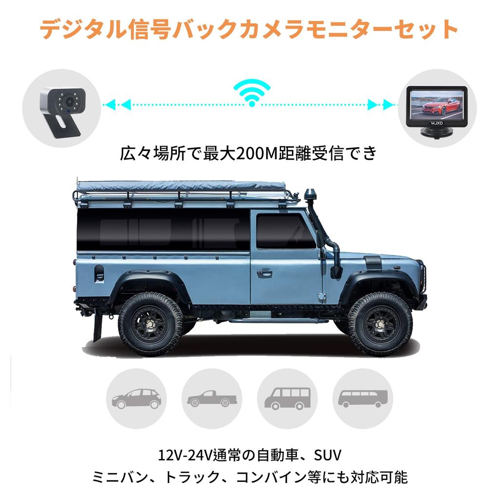 MJXD Zadní monitor, Bezdrátový, Monitor zadní kamery, 4,3palcový LCD monitor, Funkce nahrávání, APP