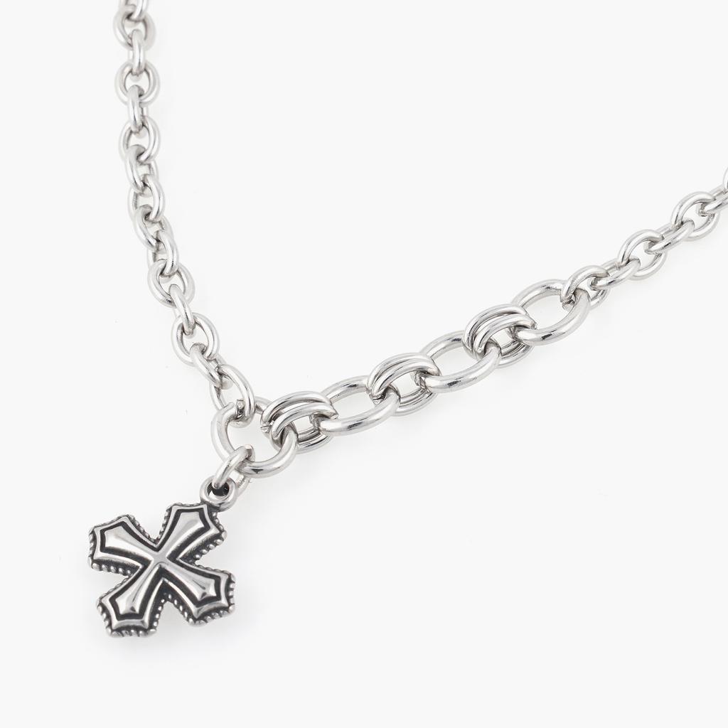 Jbans Classic 4-Ring Point Regular Cross Pendant Chain Necklace (C2501-An872_Sv)