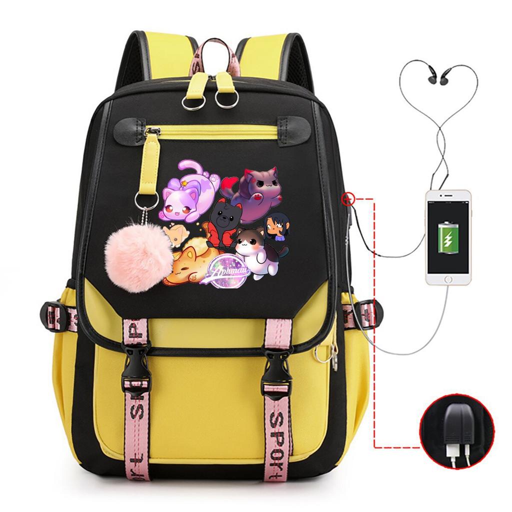 My World Harajuku Leisure Backpack Junior High School Student Elementary School Student Multifunctional USB School Bag Female