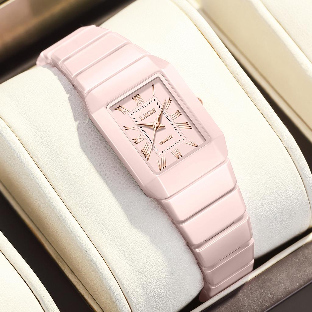 LIGE Watch Women's Wristwatch Brand Ceramic Fashion Quartz Elegant Waterproof Vintage Ultra-Thin Watch for Women Reloj De Mujer