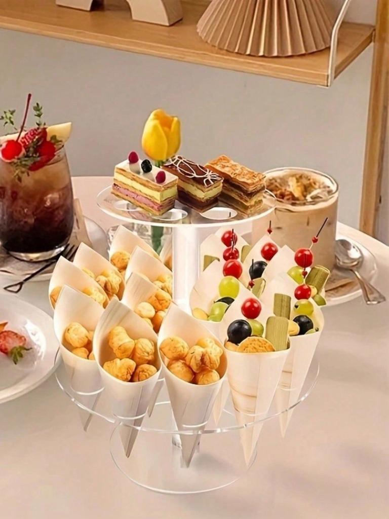 1 pc 16 hole acrylic transparent ice cream rack, cone cone display rack, cake cone rack, popcorn flower rack, .