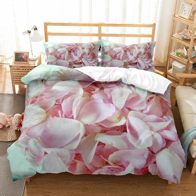 Petal Duvet Cover Set King Queen Full Size Beautiful Flower Pattern Polyester Comforter Cover for Kids Teens Adults Bedding Set