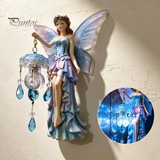 Boho Country Style Home Decorations Fairy Wall Lamp, Resin Sconce with Warm LED Glow for Bedroom Unique Crafts Living Room Room, Vintage Rustic