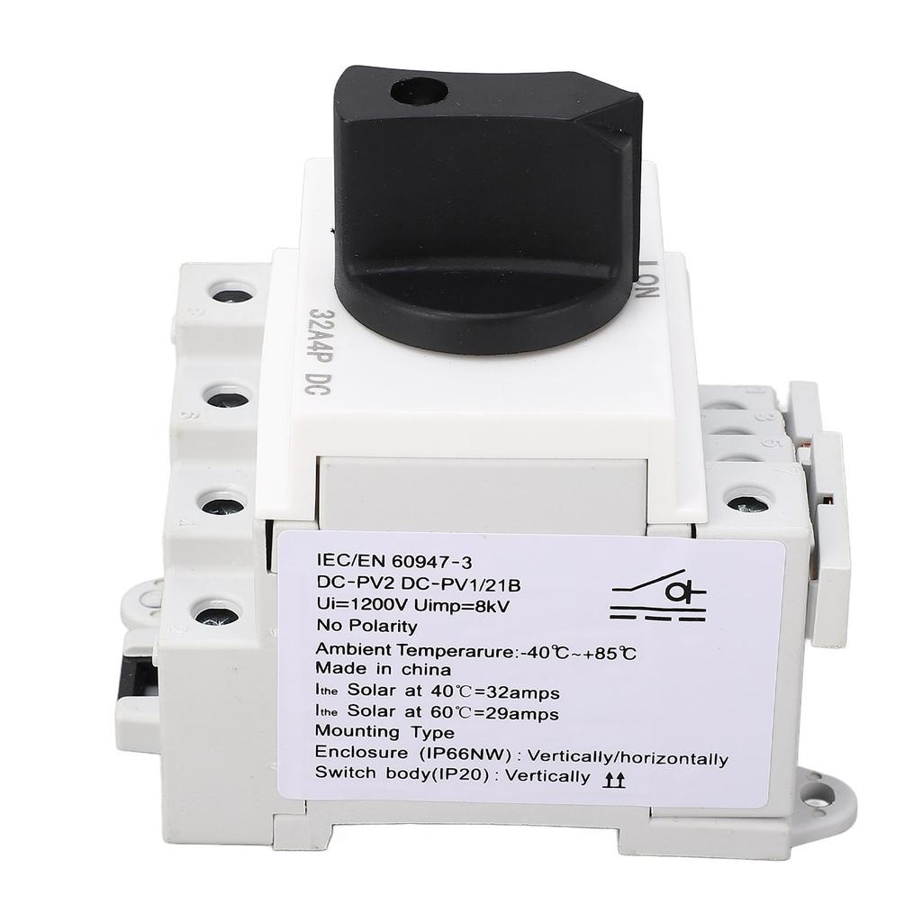 Photovoltaic Isolator Solar 4 Poles PV Disconnect Miniature Circuit Breaker 32A 1000V