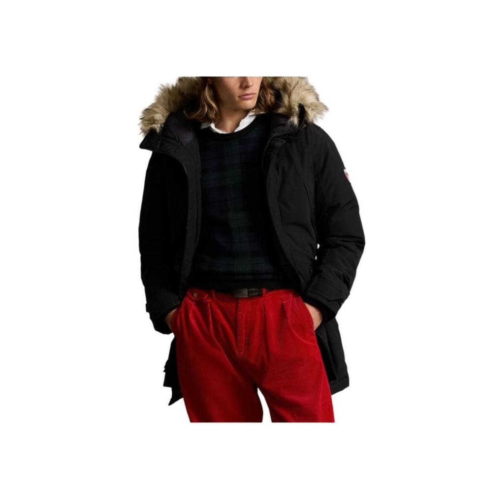 Polo Ralph Lauren Jednobarevná bunda s dlouhým rukávem na zip s kapucí Pánské bundy Černá 710940235-001