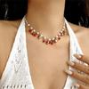 Playful Cherry Strawberry Heart Pendant Necklace With Margarite Details Flexible Chain Design Ideal For Layering