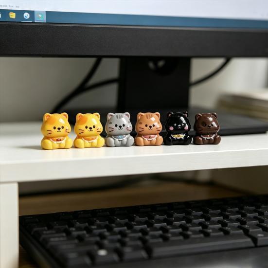 2 stk Mini Kattefigurer, Miniatyr Kattunger Mikro Landskapsdekorasjon, Små Harpiksdyr Kakepynt til DIY Terariumhåndverk, Alvemosshage
