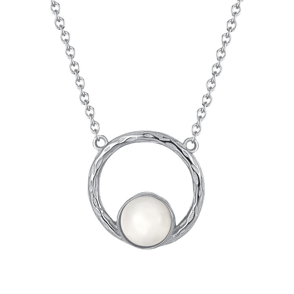 S925 Sterlingsilber Halskette Natur Mondstein Gold Runder Anhänger Hohl Schmuck