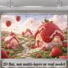 2D Whimsical Strawberry Houses & Hearts Photography Background