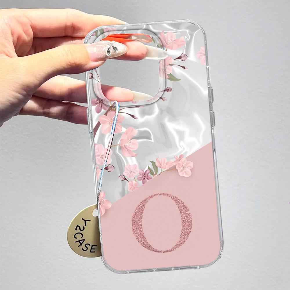 

A Z Pink Letter Peach Flower Shockproof Phone Case For Samsung Galaxy S25 Edge S24 FE Plus Ultra Couple Silicone Fundas Cover Samsung S25 FE белый