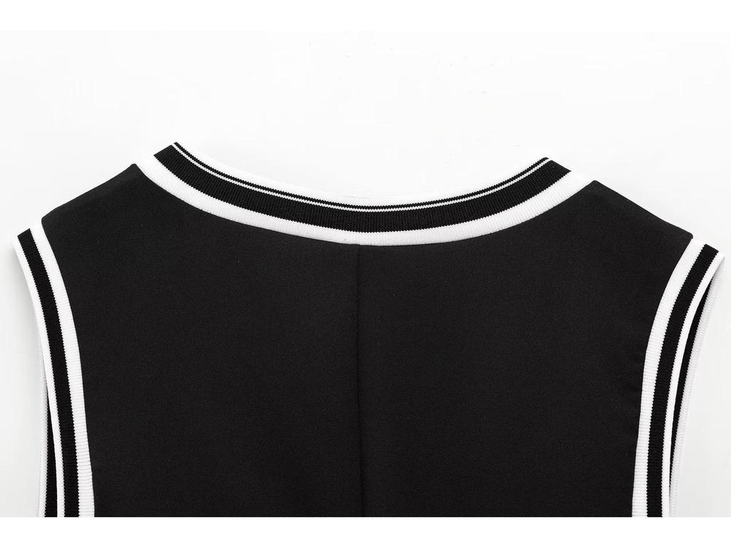 2025 Spring Women's European & American Style Wavy Hem Ribbed Dress