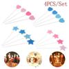 4 PCS/Set Candle Heart/Star Stick Design Birthday Cake Candle Party Holiday Home Decoration
