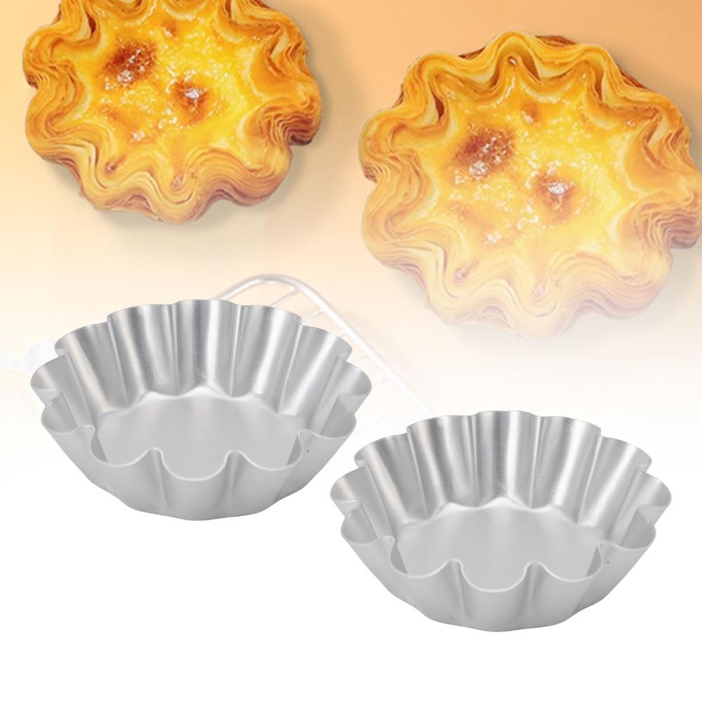 12PCS Flower Shaped Fluted Cake Mold Aluminum Alloy Baking Mold Flower Pudding Mold Pastry Desserts