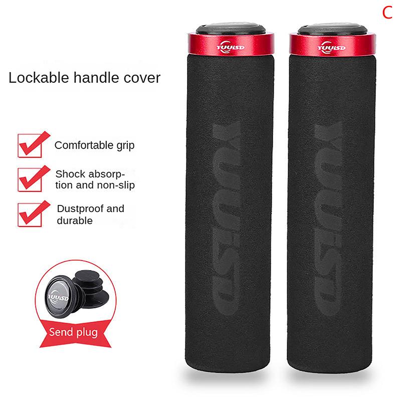 1 Pair Single-Lock Bicycle Grips - Soft Sponge Handlebar Covers for Mountain/BMX/Folding Bikes