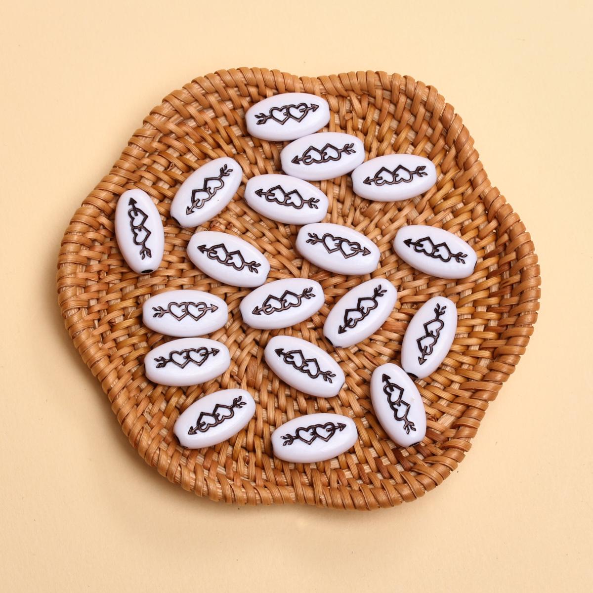 

20Pcs Fashion One Arrow Through The Heart Acrylic Ellipse Loose Beads FOR Jewelry Making DIY Keychain Bracelet Handwork Accessories