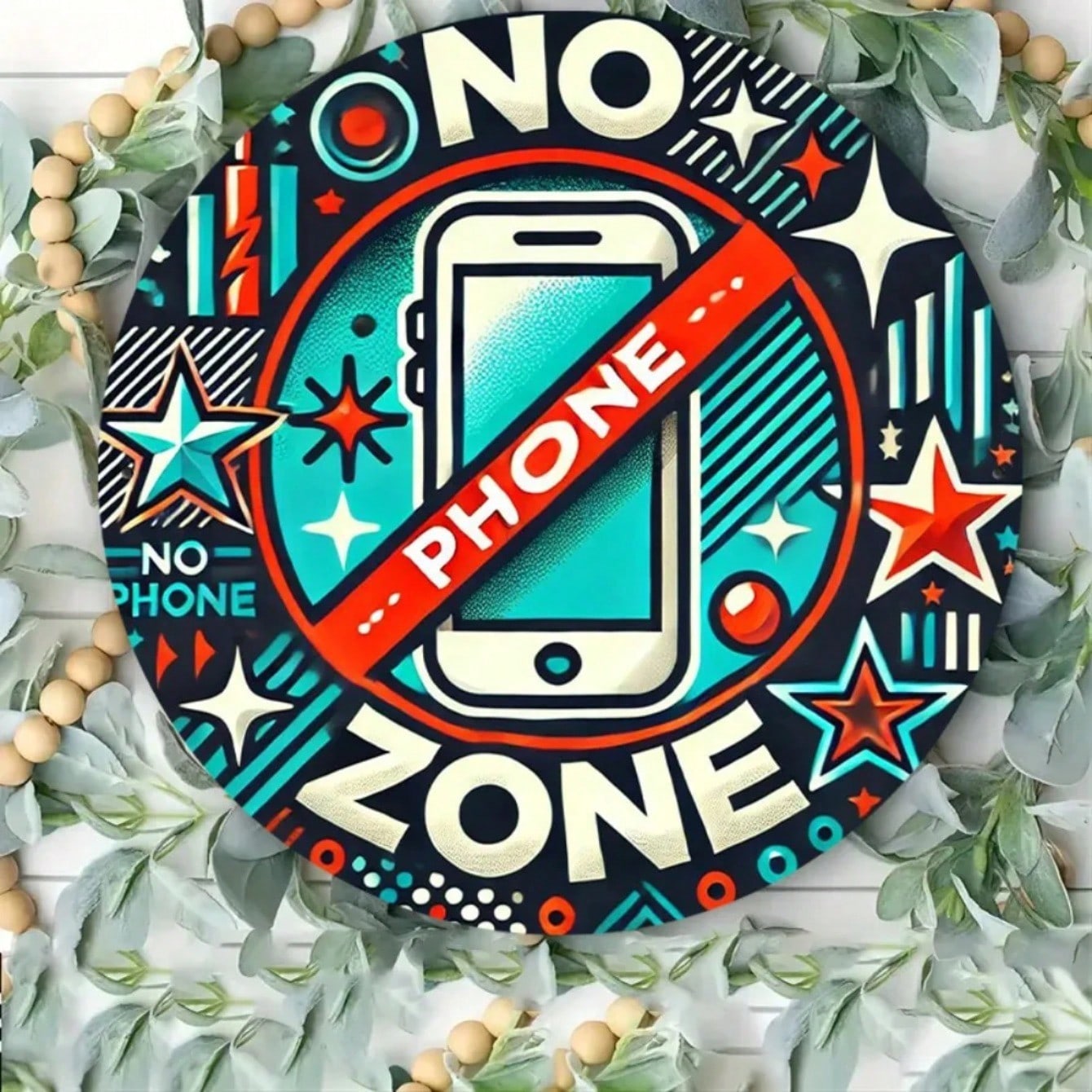 

No Phone Zone Vintage Iron Metal Sign for Home Decor 20x20