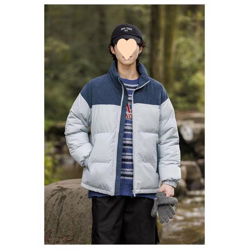 Winter Stand Collar Puffer Jacket: Double Color, Thick Cotton, Unisex