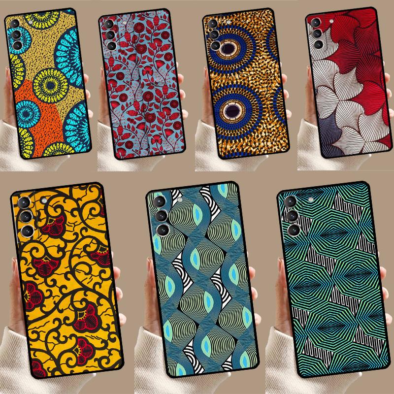 African Wax Pattern Fabric Case For Samsung Galaxy S22 S23 S24 Ultra Note 20 10 Plus S8 S9 S10 S20 FE S21 FE Cover