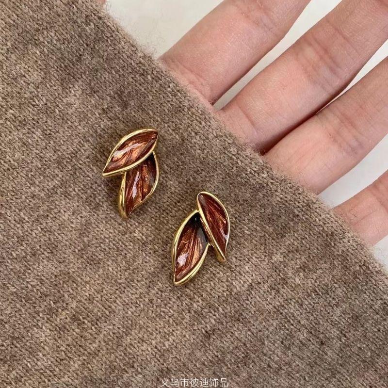 Σκουλαρίκια Καραμελέ Καστανιά Maillard Μάτι Τίγρης Οβάλ Καρφωτά – Γυναικεία Ρετρό Φθινοπωρινά/Χειμερινά Κοσμήματα 2025