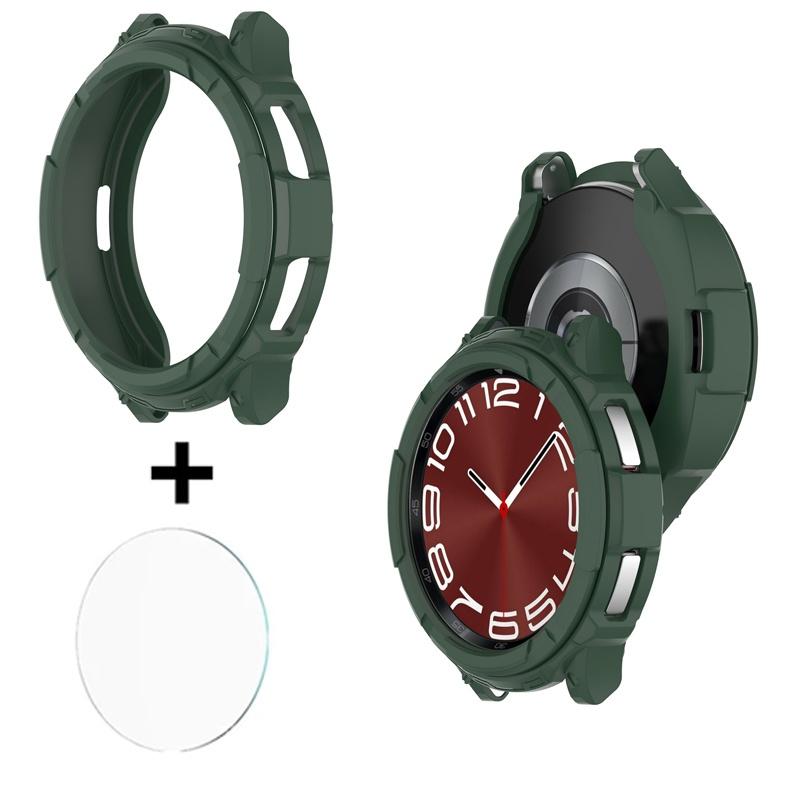 Fodral+härdat glas +ring för Samsung Watch 6 Classic 43mm 47mm TPU-skyddande stötfångare 3-i-1 Watch 6 Classic-tillbehör