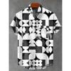 Camisa Casual de Manga Corta Transpirable Cómoda para Hombre Rayas Estampado 3D Botones Moda Camisa de Hombre Camisas Hombre Abstracto
