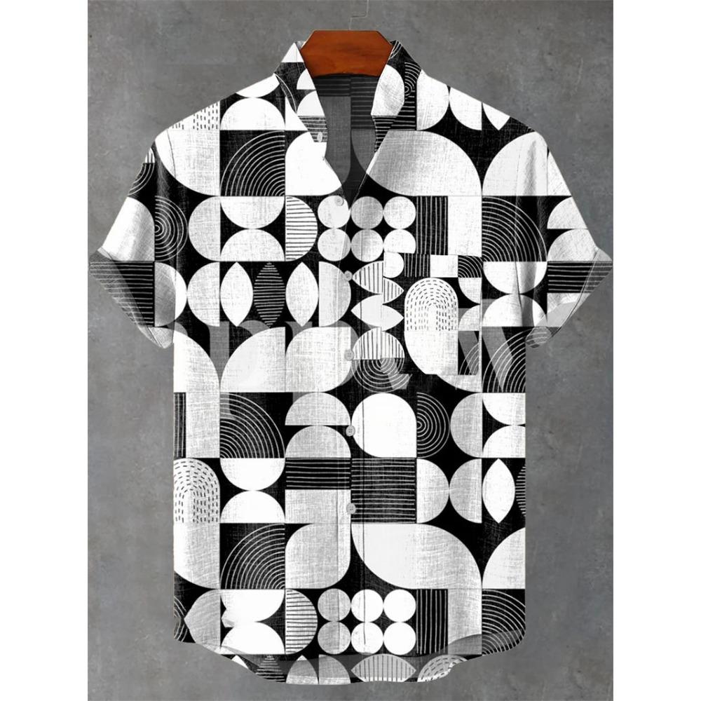 Camisa Casual de Manga Corta Transpirable Cómoda para Hombre Rayas Estampado 3D Botones Moda Camisa de Hombre Camisas Hombre Abstracto