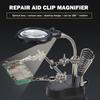 Auxiliary Clip Loupe Welding Magnifying Glass with LED Light 3.5X-12X Lens Desktop Magnifier Third Hand Soldering Repair Tool