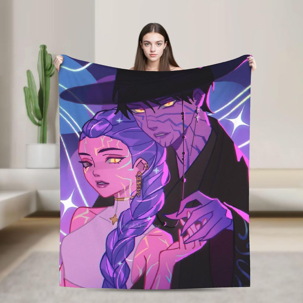 Demon KPop Blanket Soft Funny Plush Throw Blanket For Kids Bedroom Flannel Bedspread Bed Cover