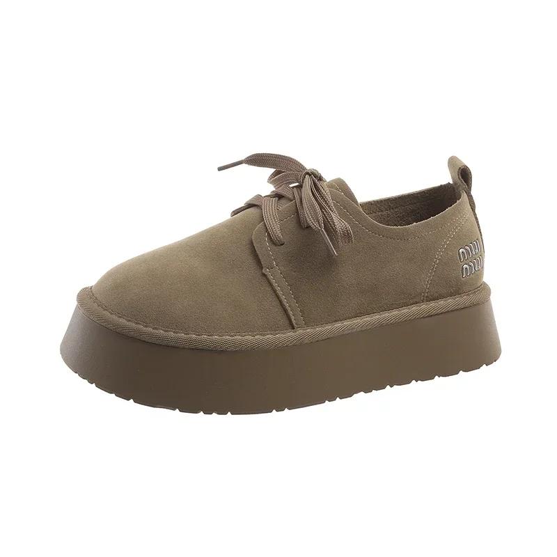 

Замшевые туфли на платформе из хлопка, женские кроссовки на плоской подошве, тренд 2025 года, зимние ботинки по щиколотку, фирменные лоферы на шнуровке, повседневные туфли Zapatillas Mujer 40 абрикосовый