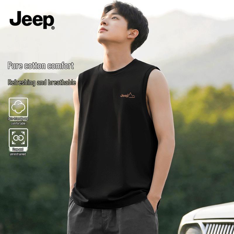 Jeep Men's Heavyweight Cotton Sleeveless T-Shirt