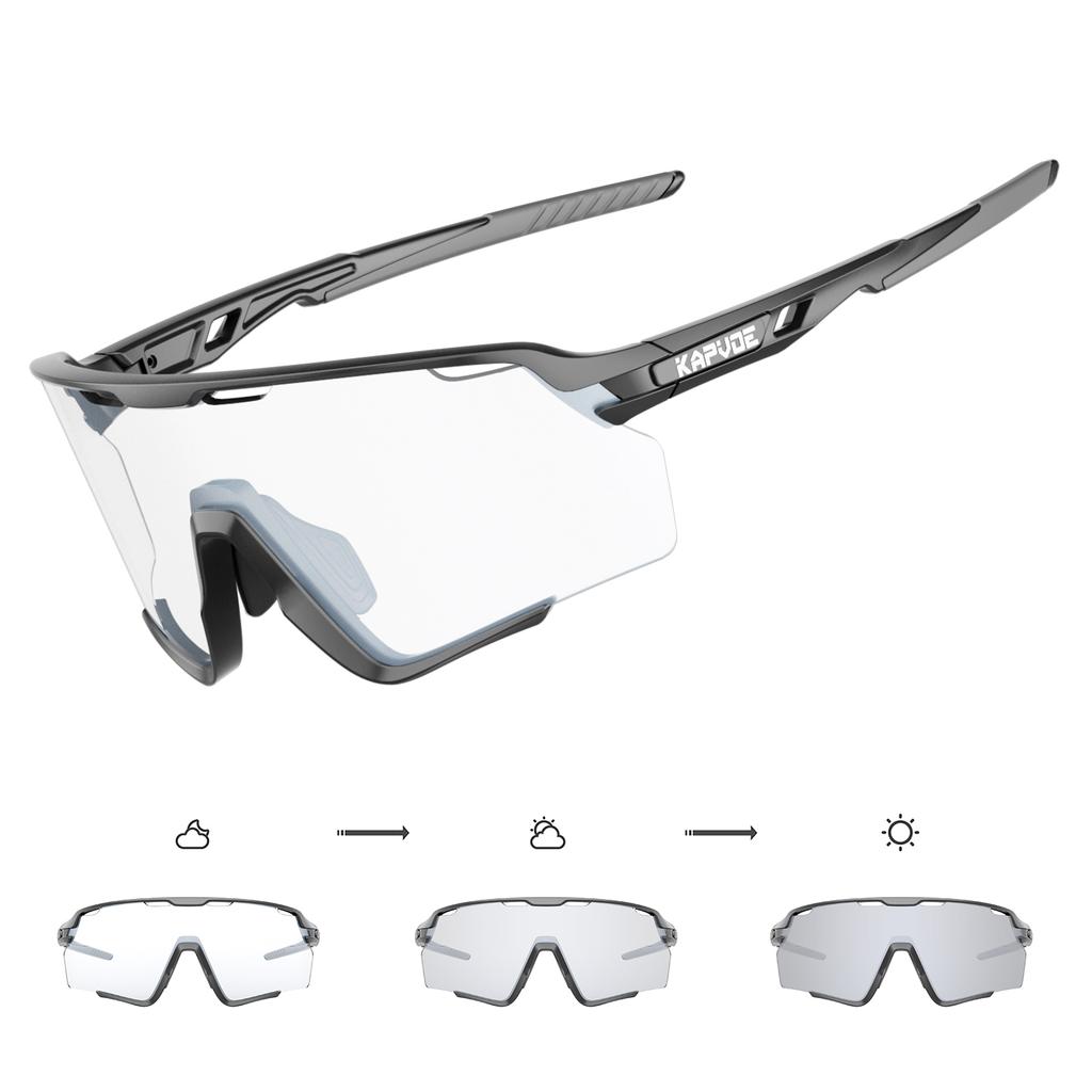 Kapvoe Photochromic Hiking Eyewear Cycling Glasses Sunglasses for Men Silver Lens Multi Color Women Bike Outdoor Riding Running