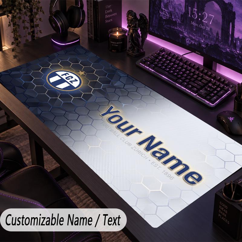 Custom Text Big Mousepad, Extended Desk Pad For Laptop Work GameFC Zürich