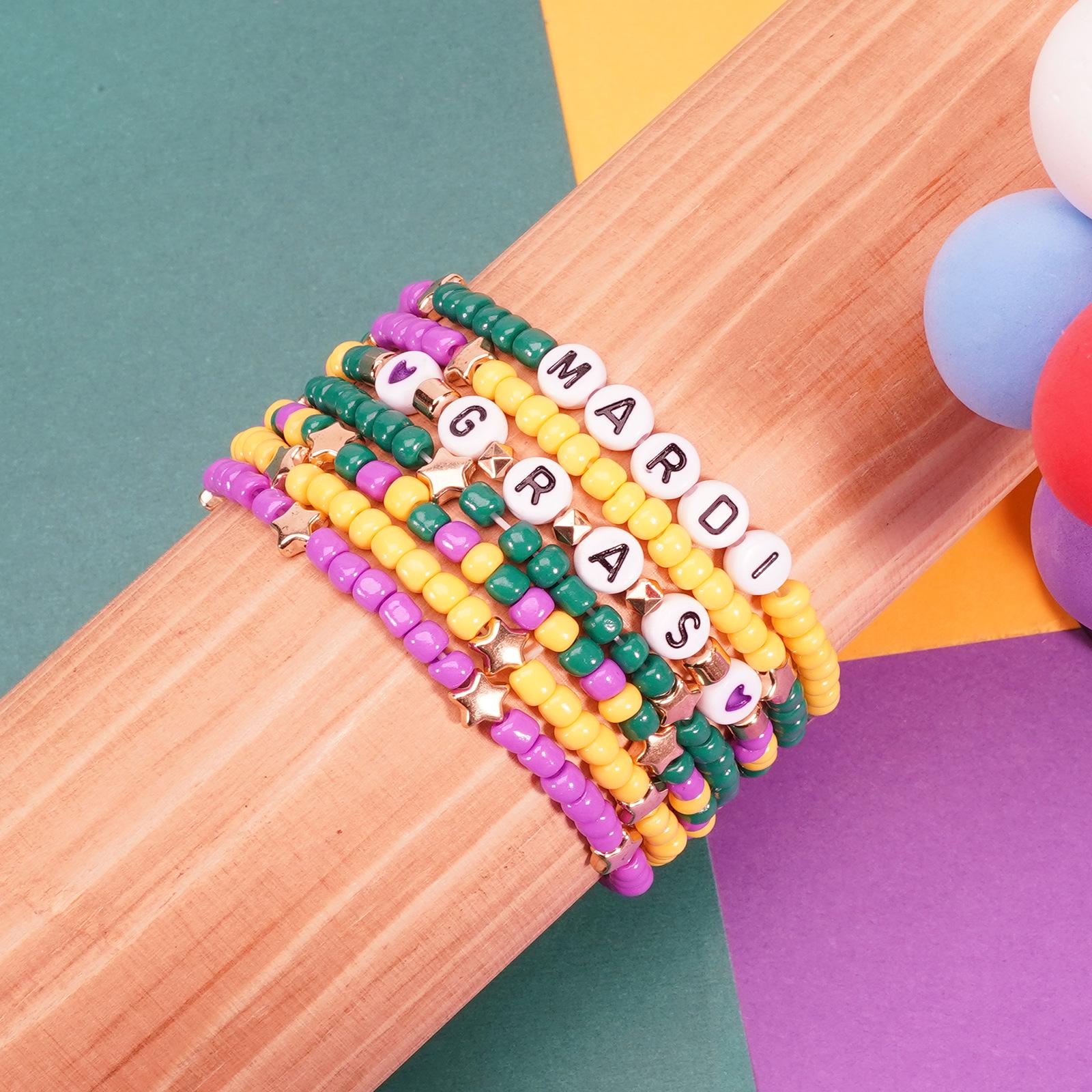Colorful Bohemian Heart Bracelet with Polymer Clay Rice Beads