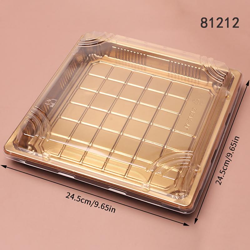 10 Pcs Disposable Sushi Box Home Takeaway Beef Lamb Sliced Salmon Covered Packaging Box Square Sushi Plate Meal Box Containers