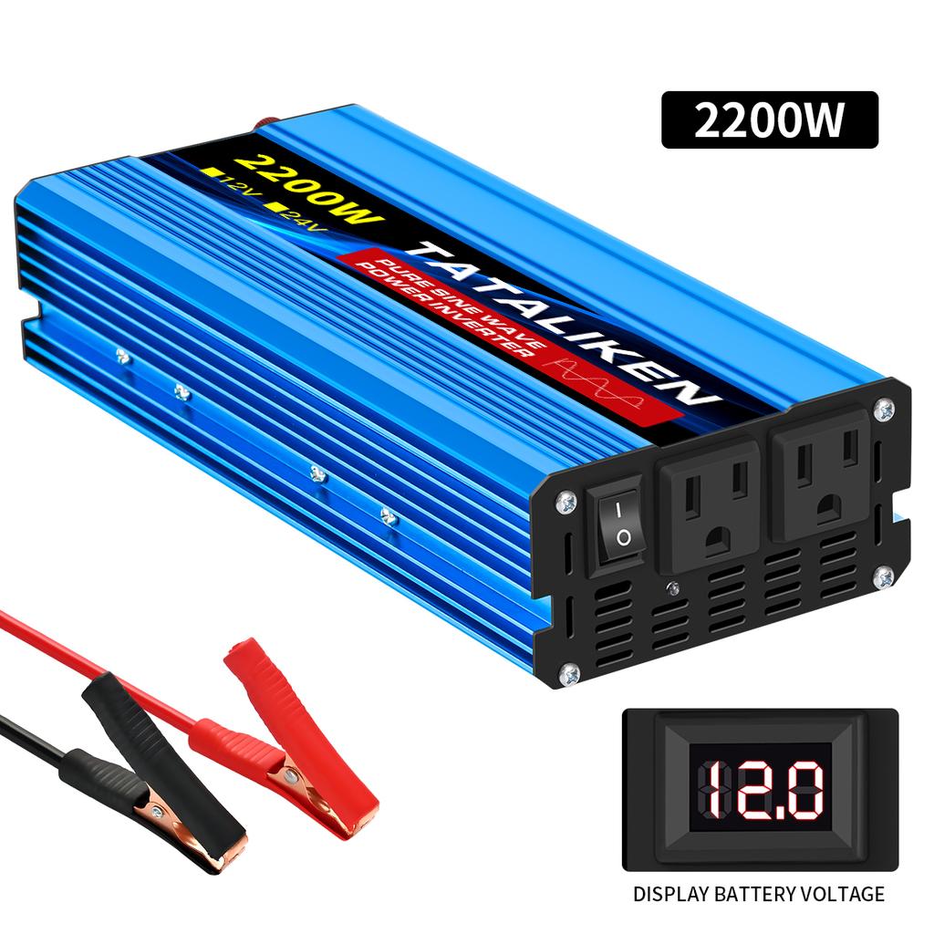 12V To 110V AC Pure Sine Power Inverter 8000W 10000W Power 60HZ Converter Car Accessories Solar With LED And US Socket