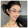 Y2K Vintage Frame Glasses Anti Eyestrain Eye Protection Anti-Blue Light Glasses Metal Travel Eyewear Hinges Eyeglasses